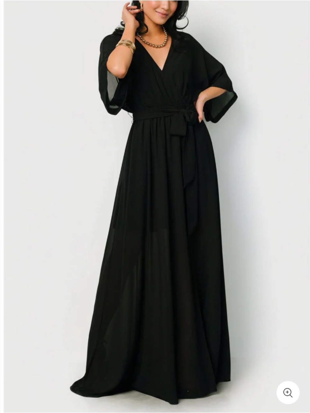 BALTIC BORN Kia Kimono Side Slit Black Maxi Dress
